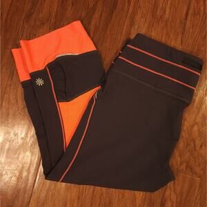 Athleta Pink and Gray cropped Capri leggings